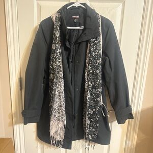Kirkland Signature Women's Dark Gray Utility Jacket with Floral Scarf